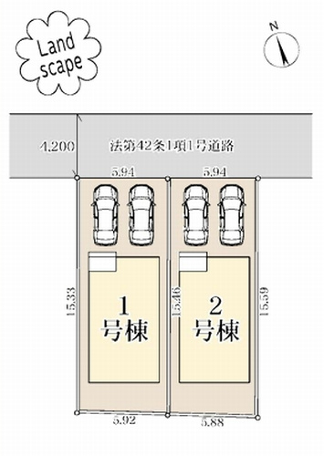 【区画図】 | 【仲介手数料０円】藤沢市高倉　新築一戸建て　全２棟 | 藤沢市高倉　新築一戸建て　全２棟