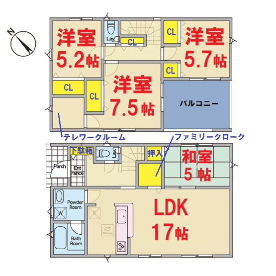 【間取り】 | 神栖市波崎1号棟 | 即日のご見学も可能です。お気軽に0476-37-3888までお問合せ下さい。