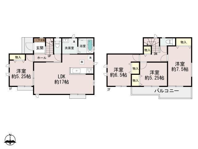 藤沢市大鋸　新築戸建の間取り| 南向き　４LDK