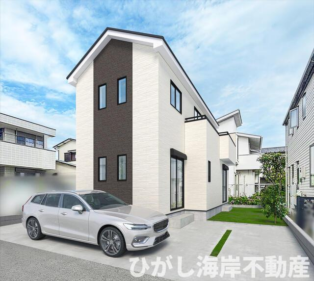 藤沢市大鋸　新築戸建の外観パース|イメージパスですので実際のものと多少異なります。