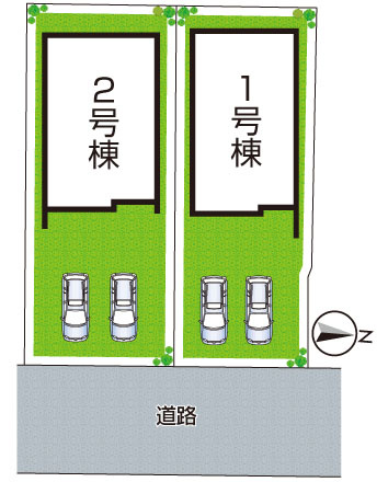 羽曳野市羽曳が丘西　新築一戸建ての区画図|全2区画