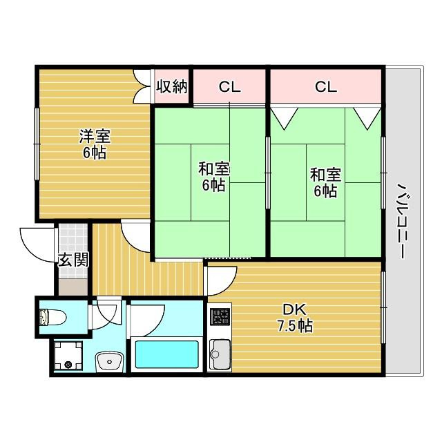 サンハイツ沢良宜西の間取り