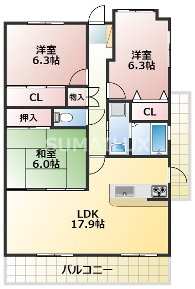 熊本市中央区帯山４丁目の賃貸マンションの間取り
