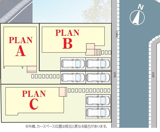 松戸市八ケ崎５丁目新築戸建【八ヶ崎小学校：7分】の区画図|区画配置図
