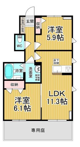 【間取り】 | エルヴァージュＡ | ファミリーさん向けのお部屋です♪