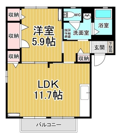 【間取り】 | エスペランサ仁神堂Ｂ | カップルさんにオススメのお部屋です♪