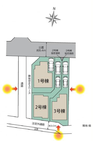 東村山市野口町３丁目 西武新宿線 東村山駅 新築戸建の区画図