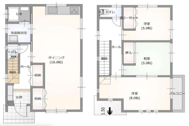 【間取り】 | 八尾市緑ヶ丘5丁目 | 2階建て♪【3LDK＋駐車スペース】室内リフォーム済み☆ガーデニングスペースあります☆