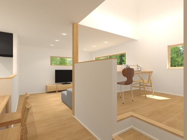 【完成予想図】 | 【NEXT-STEP HOME】◆ネクスタウン道善◆3号地◆魅力的なセットプランもぜひご覧ください♪ | ◆ネクスタウン道善３号地◆参考セットプラン『スキップフロアのある家』◆建物面積100.6㎡