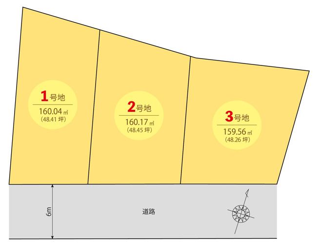 【区画図】 | 【NEXT-STEP HOME】◆ネクスタウン道善◆3号地◆魅力的なセットプランもぜひご覧ください♪ | ◆全３区画の南側が道路に面した平坦地です◆