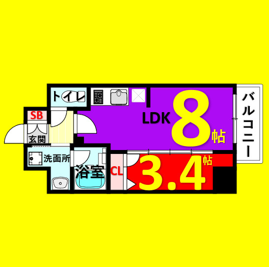 ディアレイシャス名古屋浄心　名古屋市賃貸　仲介手数料無料の間取り