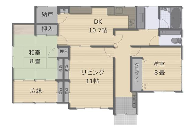 宇都宮市峰町　2ＳＬＤＫ　中古住宅の間取り