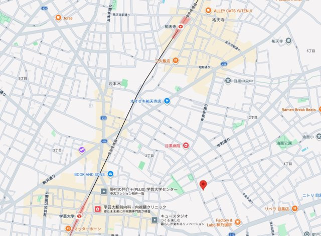 ★仲介手数料無料★ロイヤルヴィーゼ学芸大学（学芸大学、祐天寺、中目黒エリアが利用でき、都心も横浜エリアも行きやすいです）の地図