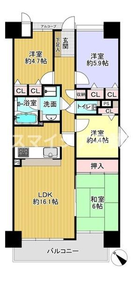 【間取り】 | オークヒルズ香里弐番館