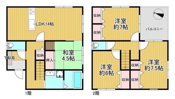 奈良市古市町　一戸建の間取り