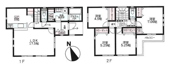 座間市南栗原３丁目の新築一戸建の間取り