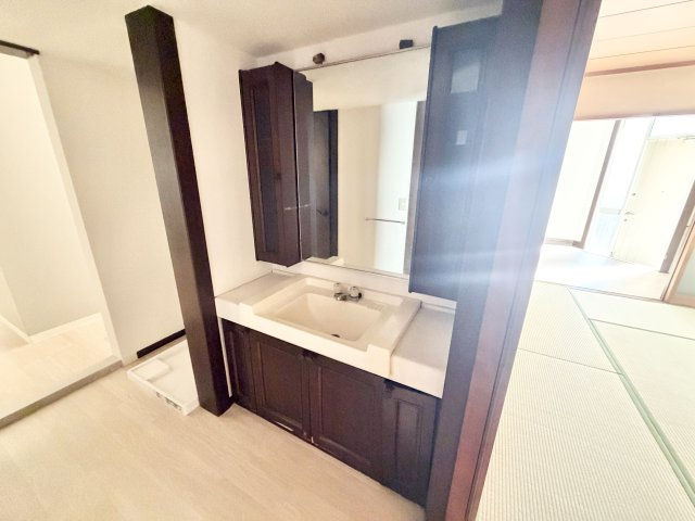 鹿放ケ丘戸建の洗面所|明るい洗面所です