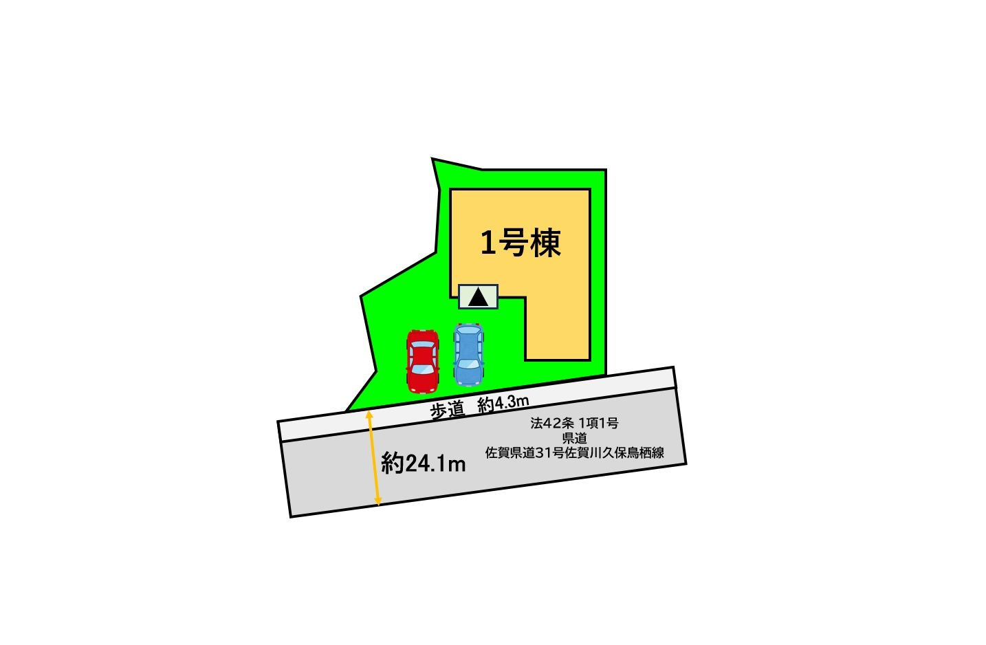 鳥栖市平田町　新築戸建【1号棟】の区画図