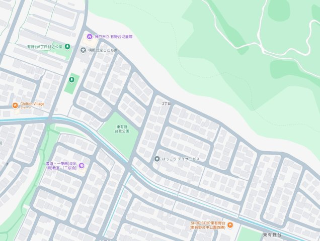 神戸市北区東有野台　新築一戸建ての地図