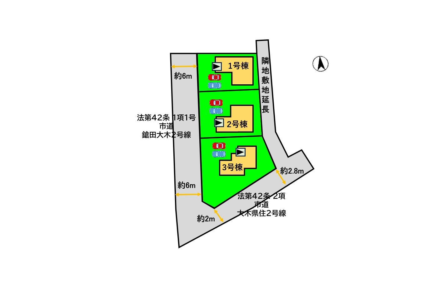 鳥栖市鎗田町　新築戸建【2号棟】の区画図