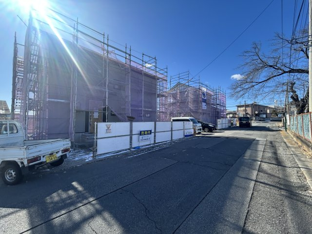 新築　北群馬郡吉岡町下野田第12　Livele Garden.S　2号棟の前面道路含む現地写真|現地写真　北側接道幅員約6.4ｍ