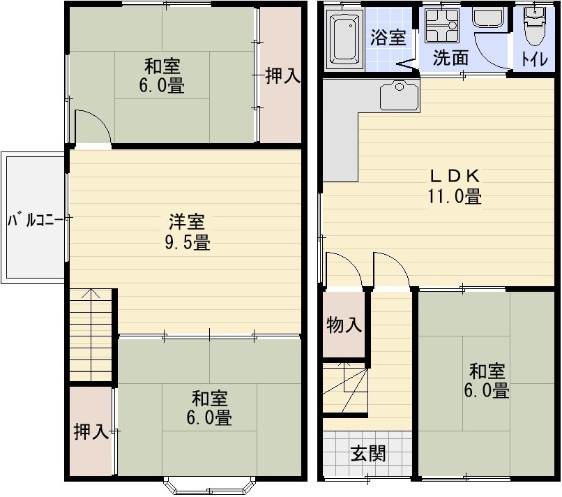 柏原市法善寺２丁目のテラスの間取り