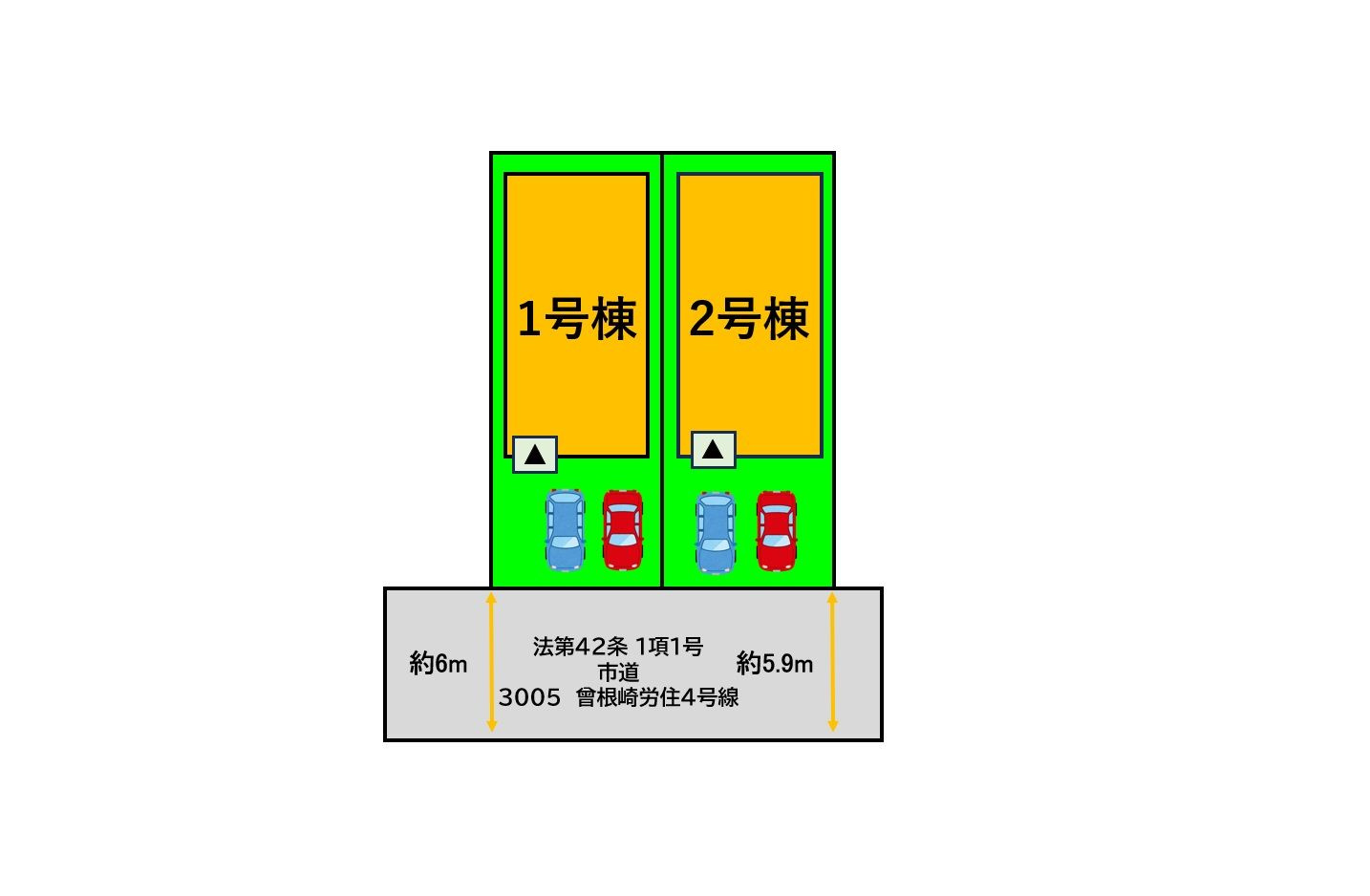 鳥栖市曽根崎町　新築戸建【2号棟】の区画図