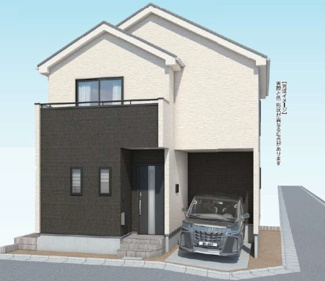 【外観パース】 | 川口市坂下町４丁目　新築戸建 | 南東道路側