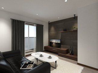 【居間・リビング】 | 下京区東若松町 | 《ステージングイメージパース》
※家具・小物はCGによるインテリアイメージであり、家具の設置サイズを保証するものではございません。※家具配置はTV配線には配慮しておりません