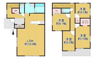 【間取り】 | 堺市北区南花田町2号地 | 南西角地
４LDK＋WIC＋SIC
土地面積97.47㎡、建物面積100.40㎡