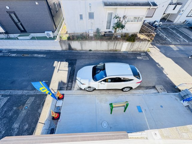 柏市豊平町新築戸建【旭小学校：6分】の展望|バルコニーより道路側眺望・南道路で日当たり良好♪