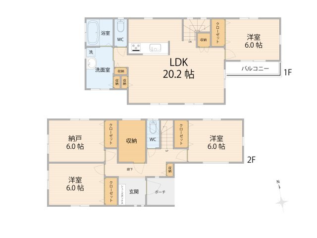 【間取り】 | 朝霞市本町2丁目　中古一戸建住宅（朝霞店） | 全居室6帖以上の4LDK！
収納付き・2面採光となっております♪