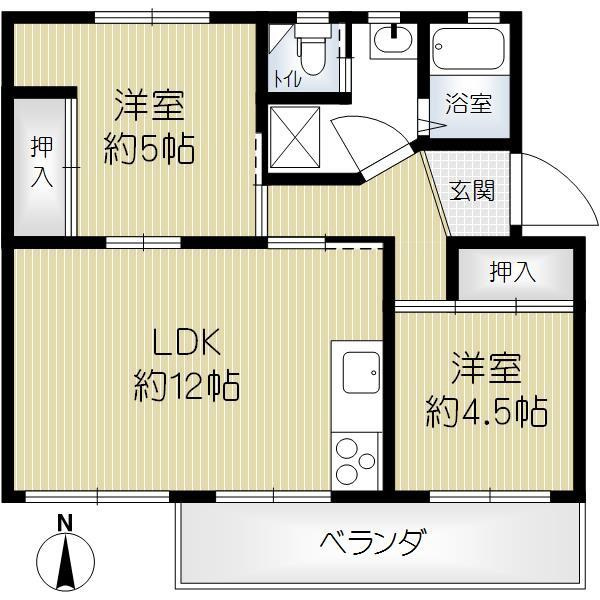 明舞第2団地8号棟の間取り|２LDK