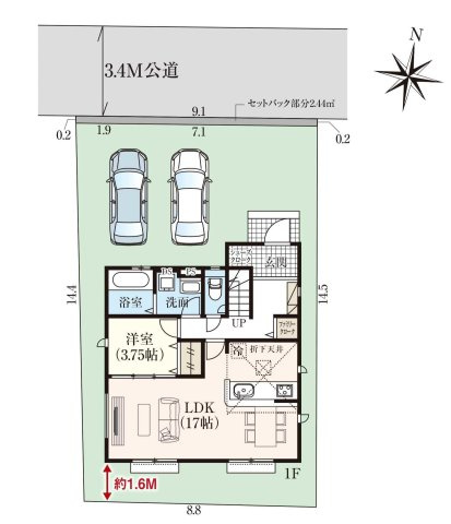 大府市梶田町5丁目57番『仲介手数料無料』新築戸建ての区画図