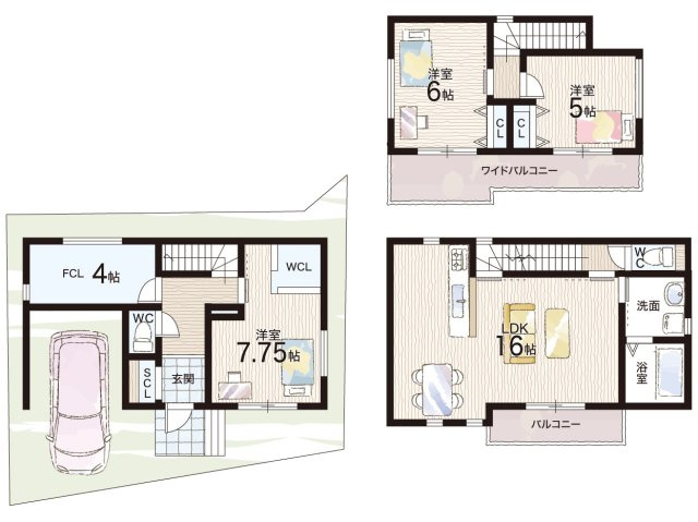 ■枚方市牧野本町　新築一戸建ての間取り