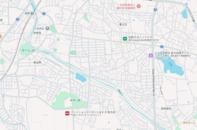 ■枚方市牧野本町　新築一戸建ての地図