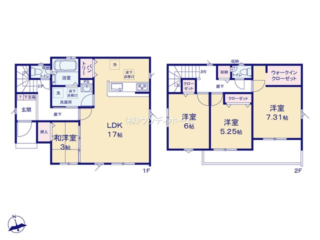 春日部市藤塚19期　新築一戸建ての間取り