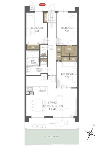 【間取り】サングレイス京王堀之内コートＣ 