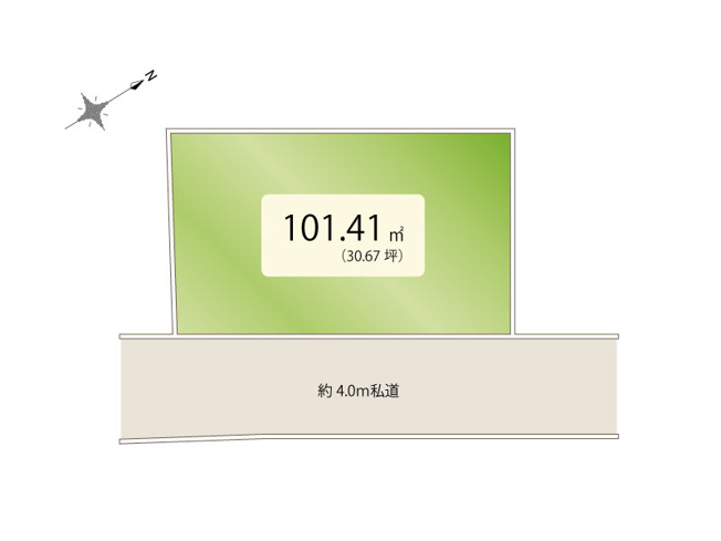 【区画図】 | 新座市東3丁目　建築条件無売地（朝霞店） | 間口の広い整形地です。