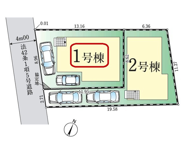 東村山市青葉町3丁目・全2棟　新築一戸建　1号棟の区画図|【全2棟・1号棟】土地面積110.08平米（約33.29坪）