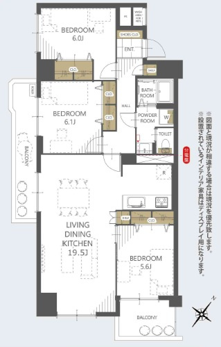 武庫川あおぞらのまち住宅25号棟の間取り
