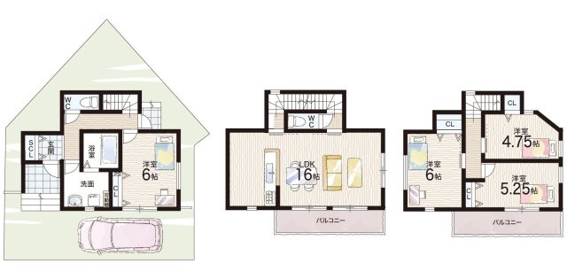 ■寝屋川市成田町　新築一戸建ての間取り