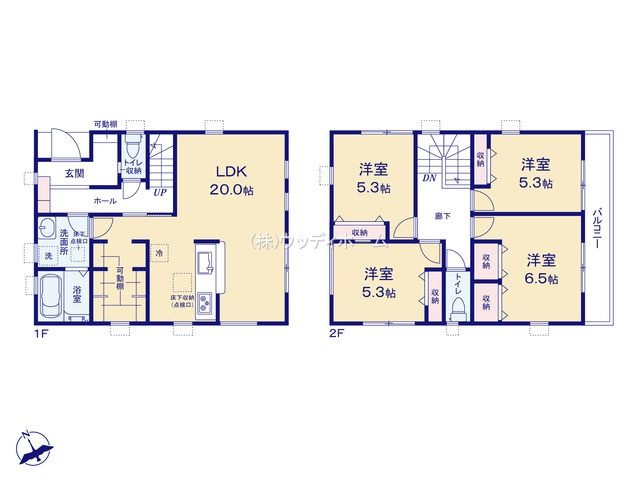 越谷市宮本町4丁目　新築一戸建ての間取り