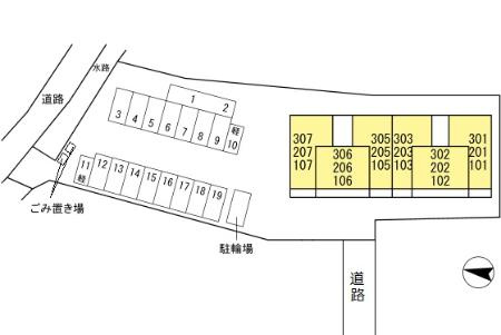 熊本市中央区出水６丁目のアパートの区画図