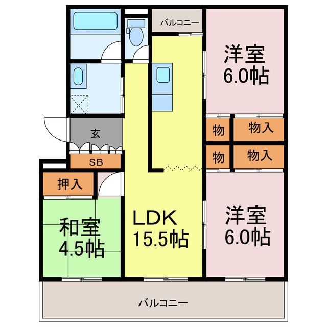 西新在家マンションの間取り