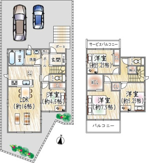 【間取り】 | 粟生外院4丁目 | B号棟