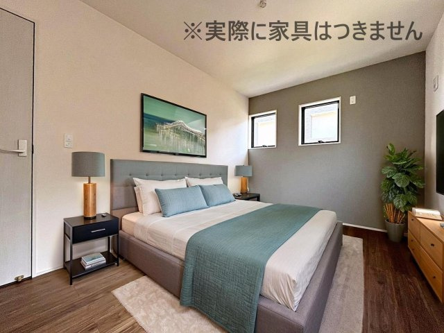 新築戸建・新築建売　福島市大森・太平寺　杉妻小・福島第一中の洋室|画像はバーチャルホームステージングの加工による演出で、実際の家具は付きません。