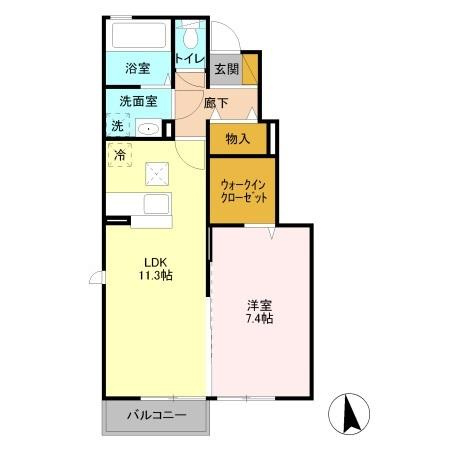 セレシェイラBの間取り|1LDKです