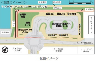 【マルチモビリティステーション】
ドゥ・トゥールから徒歩6分（約450ｍ）
東京BRTをはじめ、路線バスや、コミュニティサイクルなどの複合型なターミナル
