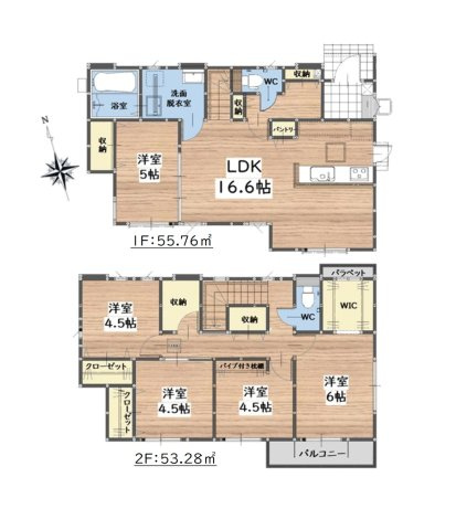 福岡市南区老司5丁目第5-2棟（1号棟）の間取り|全居室収納付きで便利です。